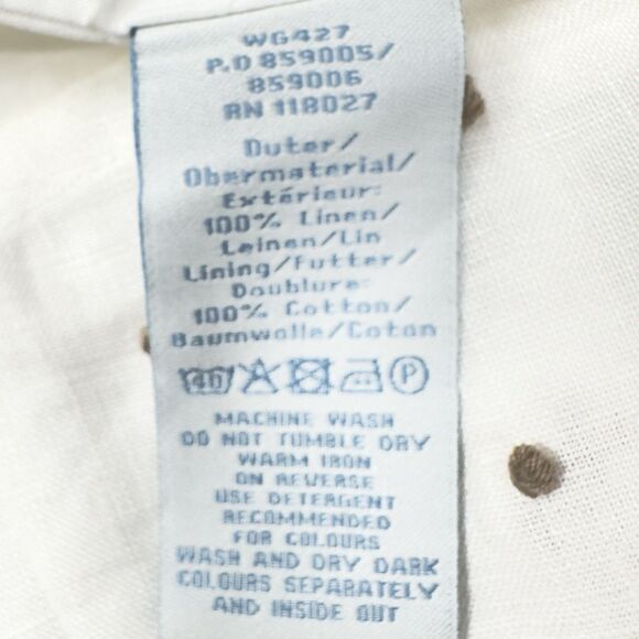 Boden Midi A-Line Skirt Sz 6L Linen Ivory White Embroidered Brown Polka Dots NEW - Picture 10 of 10